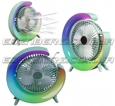 NF-9125 Настільний USB-вентилятор 4-в-1 з RGB-підсвічуванням та акумулятором (1800 мАг, 3 швидкості)