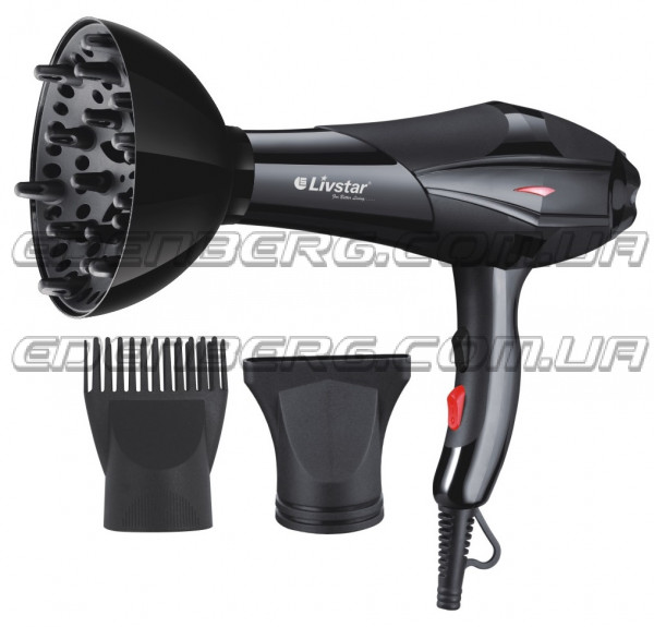 LSU-1521 Фен Для Волос С Диффузором + Концентратором + Расчески , 2,000 Вт.