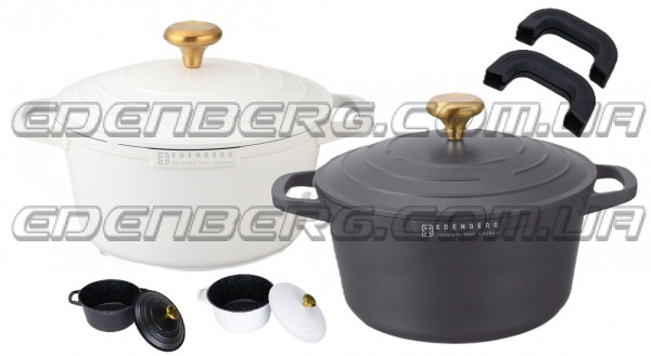 EB-12091 Кастрюля с металлической крышкой и мраморным покрытием, 2,5л