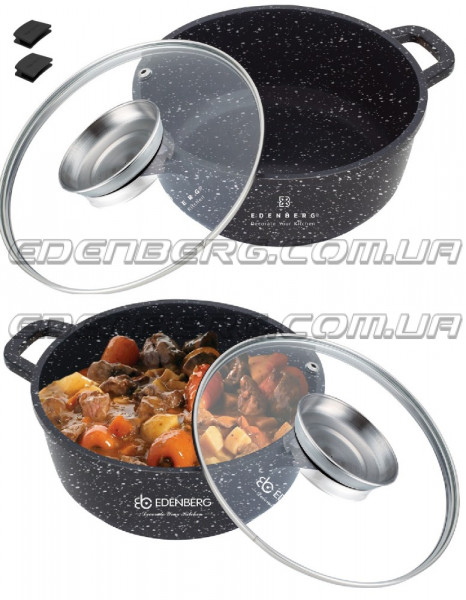 EB-8120 Кастрюля со стеклянной крышкой литой алюминий, 6,8л. 28 см.