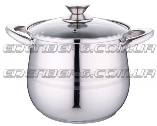 EB-531 Глубокая кастрюля (форма "Капля") из нержавеющей стали со стеклянной крышкой 2.9 л.