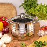 EB-532 Глубокая кастрюля (форма "Капля") из нержавеющей стали со стеклянной крышкой 4,0 л.
