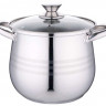 EB-534 Глубокая кастрюля (форма "Капля") из нержавеющей стали со стеклянной крышкой 8,8 л.