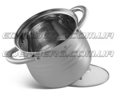 EB-534 Глубокая кастрюля (форма "Капля") из нержавеющей стали со стеклянной крышкой 8,8 л.
