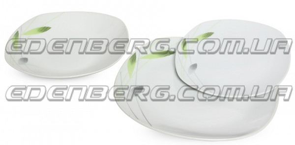 EB-501 Набір порцелянових тарілок 18 предметів, квадратна форма