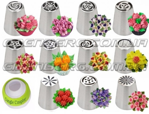 FRU-1055 Набор кондитерских насадок "Тюльпаны", 12 шт., нержавеющая сталь.