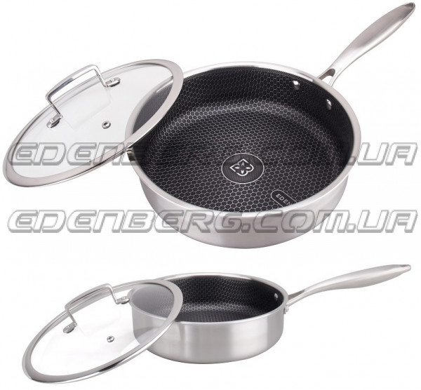 EB-7533 Сковорода Глубокий 28x7.0 см. Нержавеющая Сталь, Трех Слоев, Антипригарным Покрытием