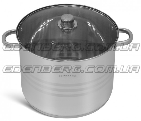 EB-546 Глубокая кастрюля из нержавеющей стали со стеклянной крышкой, 12.9л.