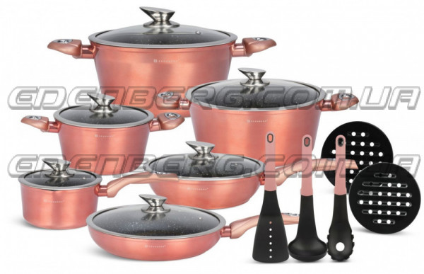 EB-5625 Посуды Набор Кухонной, 15 Предметов, Цвет Розовое 