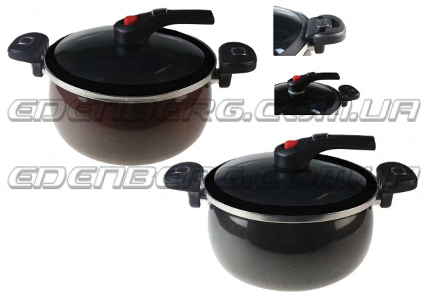 EB-12620 Эмалированная кастрюля с крышкой микродавление 6.5 л.