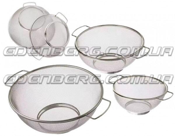 EB-18232 Дуршлаг из нержавеющей стали на подставке с двумя ручками 19 см