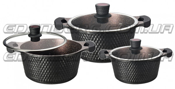 EB-16001  Казан Набор 3 Пред. 2.4/4.3/6.0 Лтр. Литой Алюминий