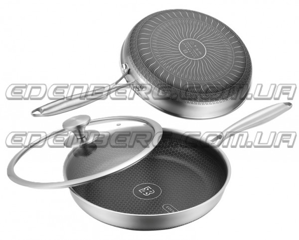 EB-13059 Сковорода З Кришкою 26x5,3 см.  Внутрішній і Дно - Текстурована Нержавіюча Сталь (Стільниковий)