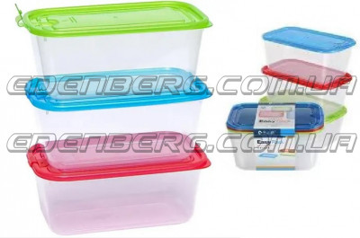 EB-18447 Набір Судочки З Кришкою Пластиковий 3x1,100 Мл.