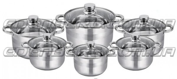 EB-3731 Набір Кухонного Посуду 12 Предметів Нержавіюча Сталь