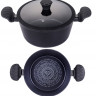 EB-3486 Кастрюля-казан с алмазным антипригарным покрытием и стеклянной крышкой, 3,9 л (24 x 10,5 см.)