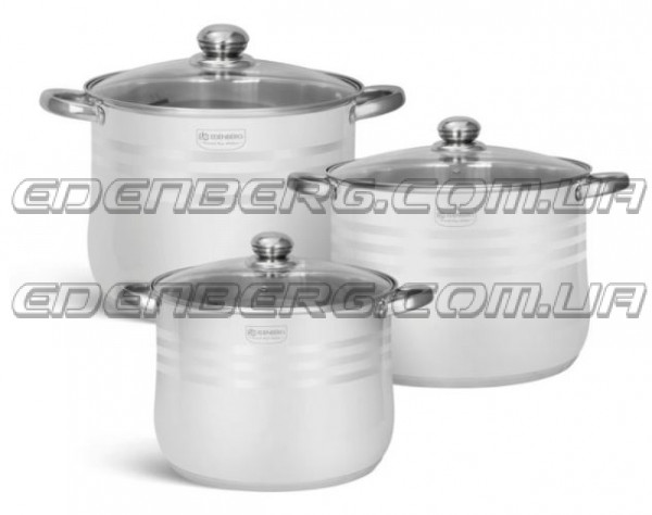 EB-517 Набор кухонной посуды из нержавеющей стали, 11.2, 14.2, 17.7 л.