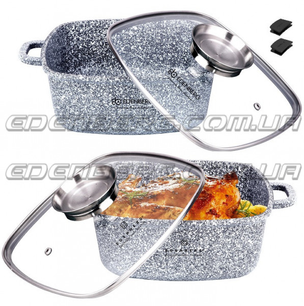 EB-3973 Кастрюля-казан со стеклянной крышкой, литой алюминий 4,4 л.(24 сm.)