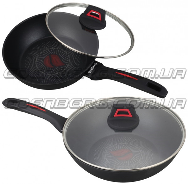 EB-13086 Глибока Сковорода З Термоіндикатором Зі Скляною Кришкою 24x6,5 см.