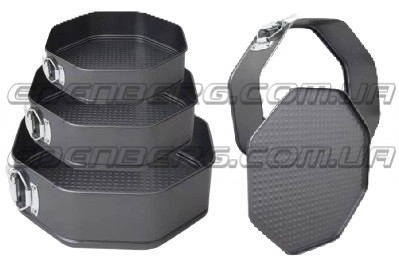 EB-15205 Набір Форма Для Випікання 3 шт- Разборная - Мармурове Покриття -24/26/28x6,5 см.