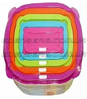 FRU-827 Судочки С Крышкой, Набор 5 Предметов , Квадратная Форма