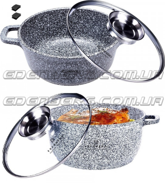 EB-3980 Котел круглый из литого алюминия, с двусторонним гранитным покрытием 6,8 л. 28 см.