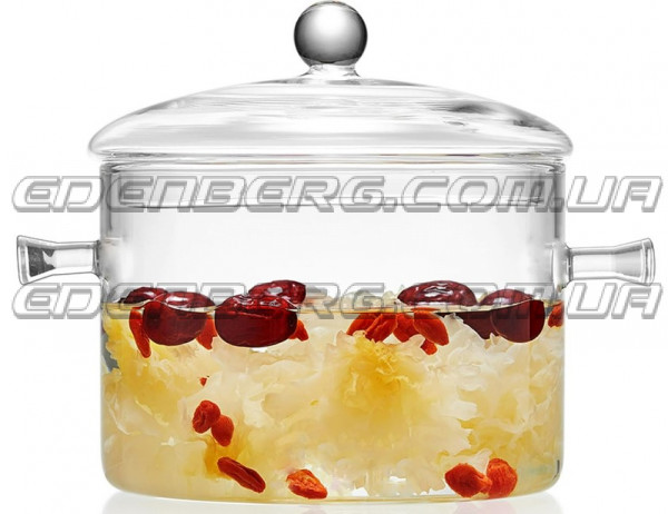 EB-19006 Стеклянная кастрюля с крышкой из жаропрочного стекла, 1.7 л.