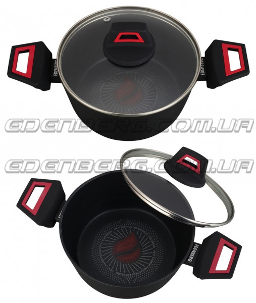 EB-13094 Кастрюля с термоиндикатором и стеклянной крышкой, 3,0л. (22x10,0 см.)