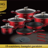 EB-5619 Посуды Набор Кухонной, 15 Предметов, Цвет Красный + Черный Металлик Снаружи