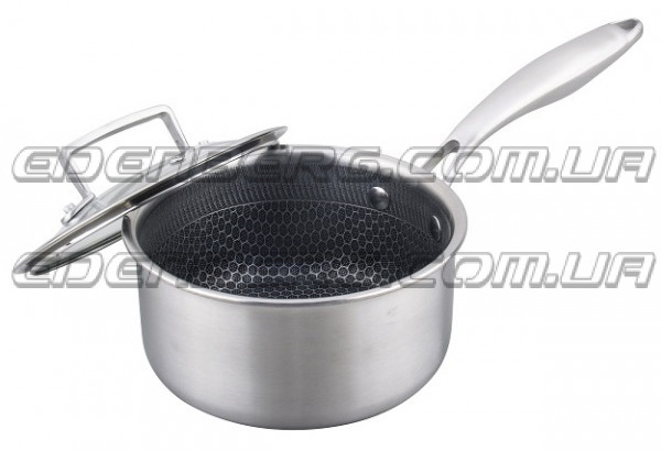 EB-17001 Ковш из нержавеющей стали с антипригарным покрытием и крышкой, 1.5 л