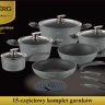 EB-5620 Посуды Набор Кухонной, 15 Предметов, Цвет Серый Металлик Снаружи