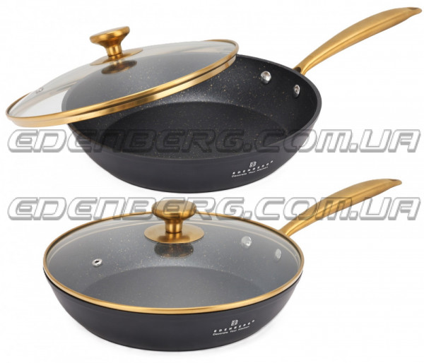 EB-3416 Сковорода 20 см. Зі Скляною Кришкою Мармурове Покриття 