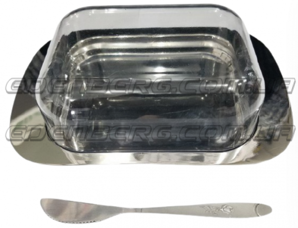 FRU-069 Масленка из нержавеющей стали с прозрачной крышкой и ножом