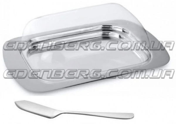 FRU-068 Масленка из нержавеющей стали с прозрачной крышкой и ножом