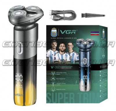 V-392 Электробритва мужская 2-в-1 — Аккумуляторная бритва с триммером, дисплеем и влагозащитой IPX7 (5 Вт)